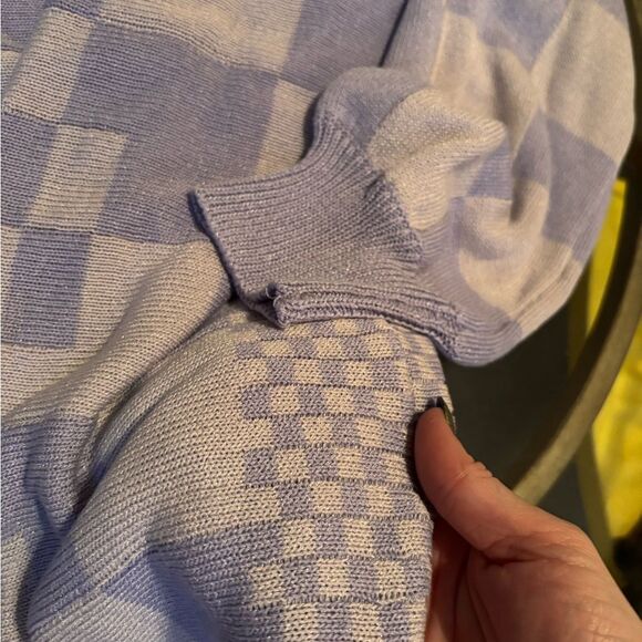 Blue Checkered Women's Cardigan - Picture 2 of 4